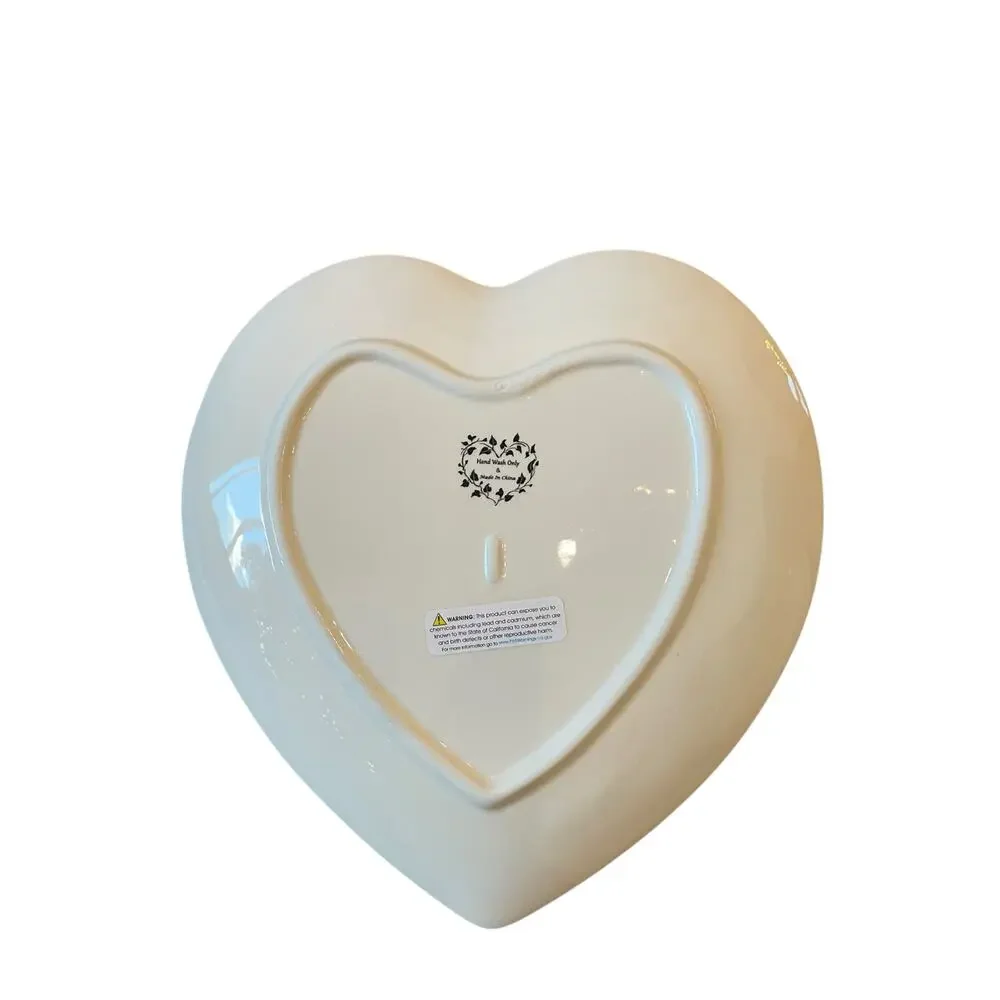 4 Maxcera Conversation Heart Valentine Dinner Plates 10in Ceramic Red & White